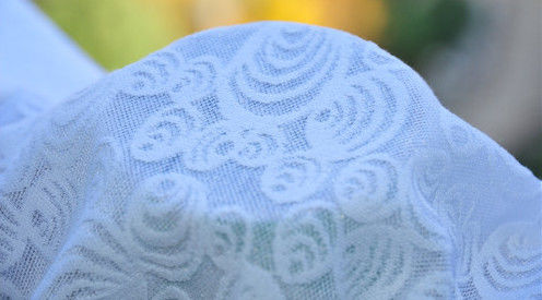 คุณภาพ  White Jacquard Upholstery Fabric Wedding Dress Fabric 57/58" Width LOYAL Brand OEM โรงงาน