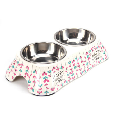 Pet Stainless Steel Dog Bowls Double Diner Feeding Bowl