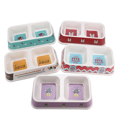 ชามน้ำอาหารสุนัขและแมว พลาสติก 2 ชั้น คุณภาพดี